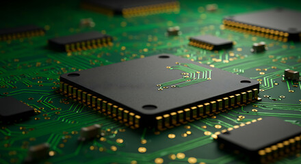 Detailed Microchip Circuit Board Texture for Modern Tech Backgrounds