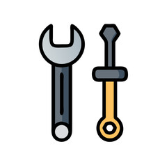 Wrench and Bolt for Repair Service Icon Design