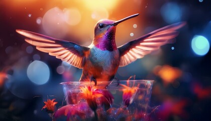 Fototapeta premium hummingbird and flower