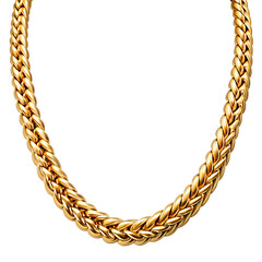 A golden chain with braided design style isolated on transparent background