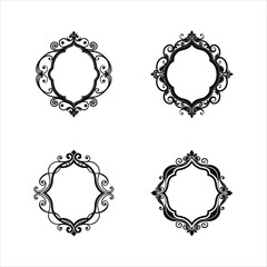 Obraz premium Decorative Frame Collection Silhouette Line Art Vector
