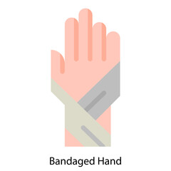 Obraz premium Bandaged Hand single vector icon illustration