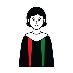 Graduate Student Icon Vector Illustration Of Graduation Woman Wearing Academic Dress With University Colors Red And Green Celebrating Education