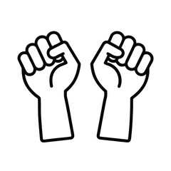 Illustration Of Two Fists Raised In Solidarity Symbolizing Protest Power And Resistance Isolated On White Background