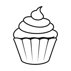 Cupcake Vector Outline Illustration Simple And Minimalist Design Great For Coloring Books And Graphic Design Projects