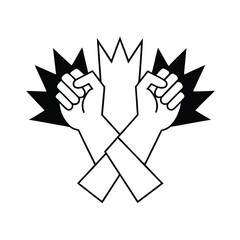 Crossed Arms Fists Up Symbolizing Power And Unity In A Minimalist Black And White Design