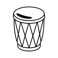 Black And White Line Art Of Djembe Drum With Geometric Design Element For Musical Projects