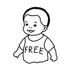 Illustration Of A Cute Baby Boy Wearing Free Tshirt Isolated On White Background For Various Creative Projects