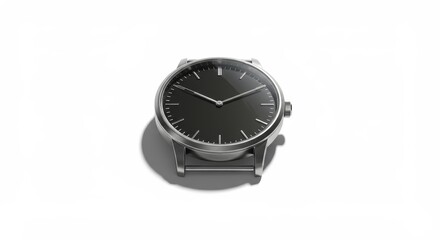 Minimalist Silver Watch with Black Face - Sleek silver wristwatch featuring a simple black dial, perfect for everyday wear. Classic design