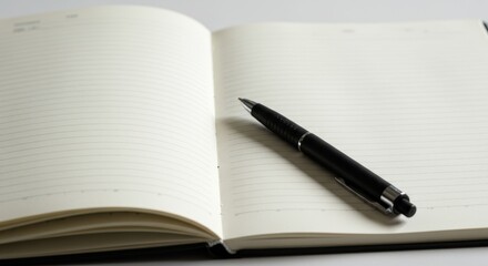 Notebook and Pen: Ready to Write - Planning, writing, ideas, creativity, productivity. A blank notebook and pen symbolize preparation and potential
