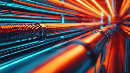 Vibrant energy nodes and bright wires in futuristic technology environment digital aesthetics gigapixel focus