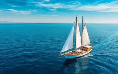 Fototapeta premium Majestic Sailing Yacht on a Serene Ocean