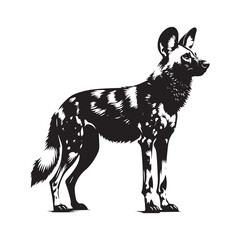 Spirits of the Savannah: A Striking Collection of African Wild Dog Vector Silhouettes Showcasing the Beauty, Agility, and Endangered Status of These Elusive Predators in Art
