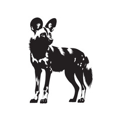 Spirits of the Savannah: A Striking Collection of African Wild Dog Vector Silhouettes Showcasing the Beauty, Agility, and Endangered Status of These Elusive Predators in Art