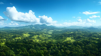 Fototapeta premium High Angle View Of Lush Green Forest And Mountains