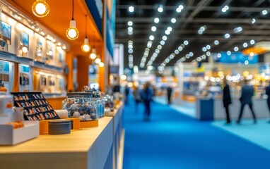 Modern Exhibition Booth with Products on Display