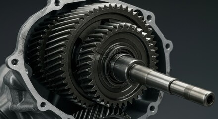 Precision Gearbox Mechanism - Close-up view of intricate gearbox gears, showcasing precise engineering and mechanical complexity