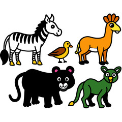 set of cartoon animals vector