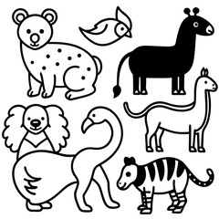 set of cartoon animals vector