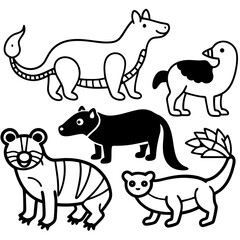 set of cartoon animals vector