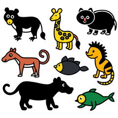 set of cartoon animals vector