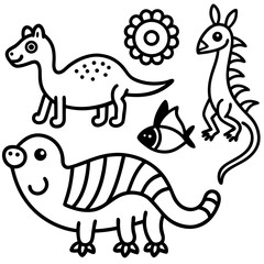 set of cartoon animals vector