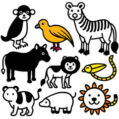 set of cartoon animals vector