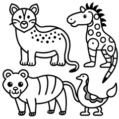 set of cartoon animals vector