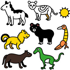 set of cartoon animals vector