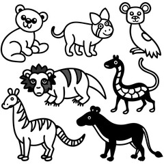 set of cartoon animals vector