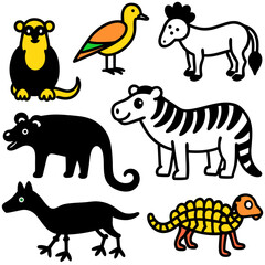 set of cartoon animals vector