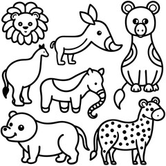 set of cartoon animals vector