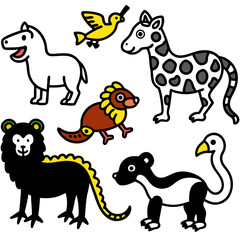 set of cartoon animals vector