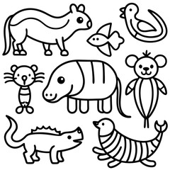 set of cartoon animals vector
