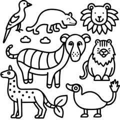 set of cartoon animals vector