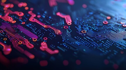 Fototapeta premium Digital pathways of neural networks technology concept abstract art virtual environment close-up view gigapixel detail