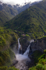 Beautiful Cascada Agoyan waterfall in Banos, Ecuador. 