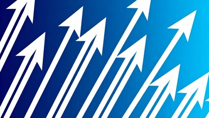 White Arrows Pointing Upward on Blue Background

