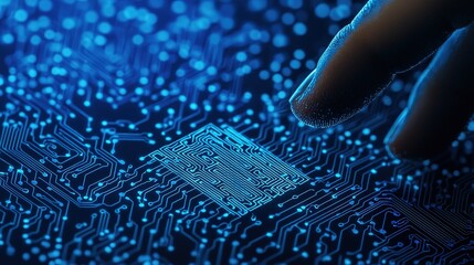 Exploring virtual technology innovations digital holograms abstract background futuristic environment close-up view