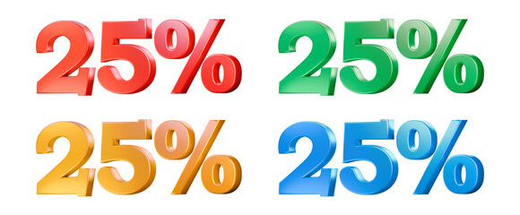 25% illustration 3d percent symbol colorful sale graphic discount png