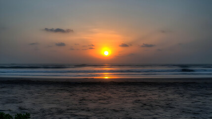 Fototapeta premium Colorful Sunset Over Sandy Beach