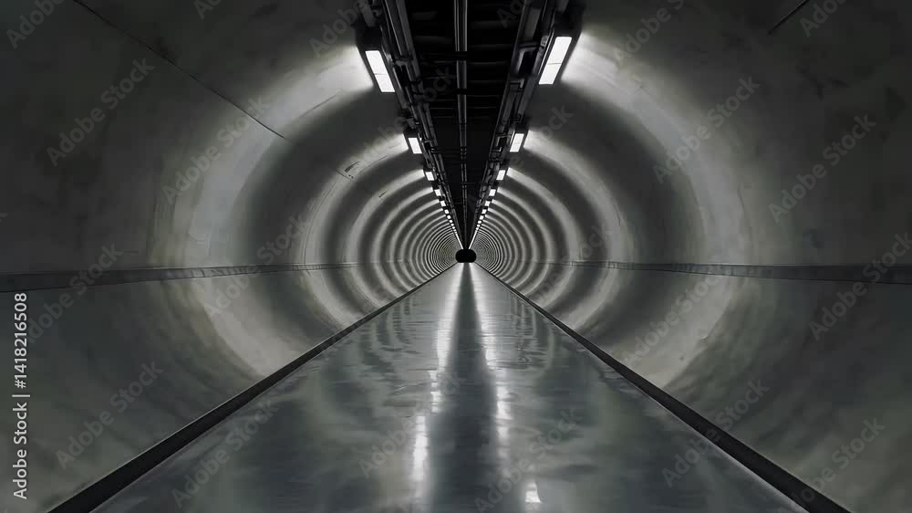 Poster dark and empty tunnel with echoing sounds and simple design