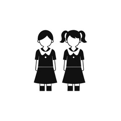 little school girls silhouette on white background