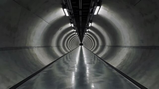 Dark and Empty Tunnel with Echoing Sounds and Simple Design