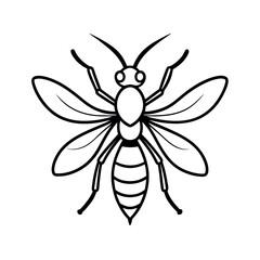 Flying Wasp Line Art Minimalist Insect Design