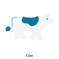 Cow single vector icon illustration