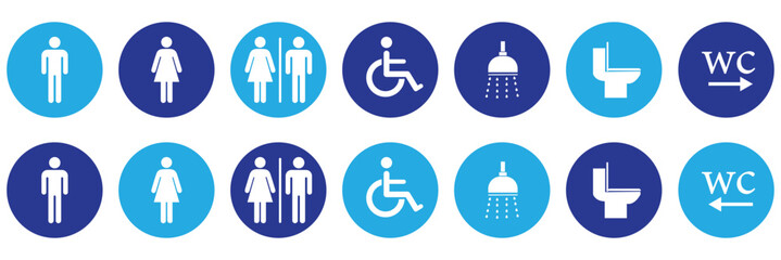 Toilet vector icon. WC sign. Female or male restroom. WC door plate symbol illustration. Design EPS 10 