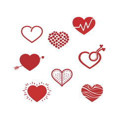 Red heart icons set vector.eps