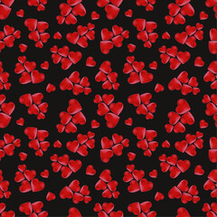 Pastel seamless pattern with hearts in a chaotic composition for Valentine's Day. Love, emotions, confessions, happiness, joy, feelings. A lot of hearts. Seamless textile pattern, gift wrapping