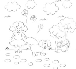 Cartoon sheep illustration for a children's coloring book with funny animals